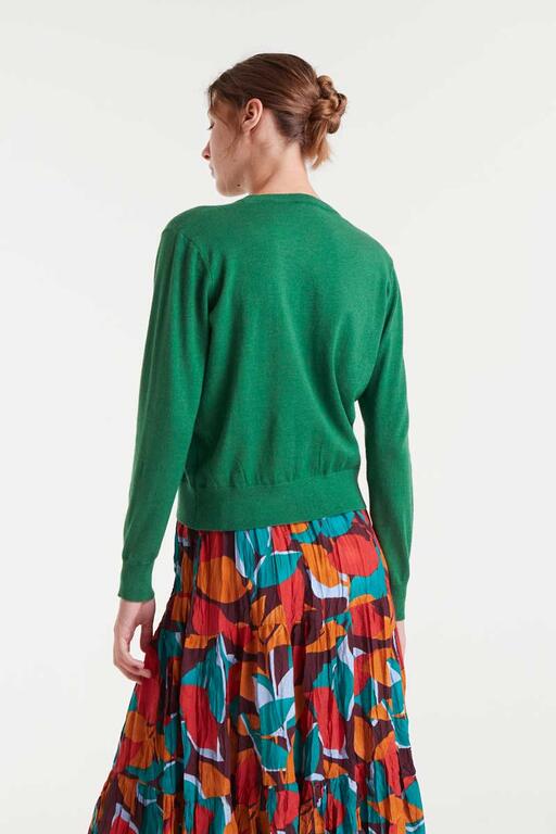 Jersey de punto verde con print de corazón