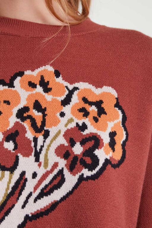 Jersey de punto jacquard con estampado bouquet