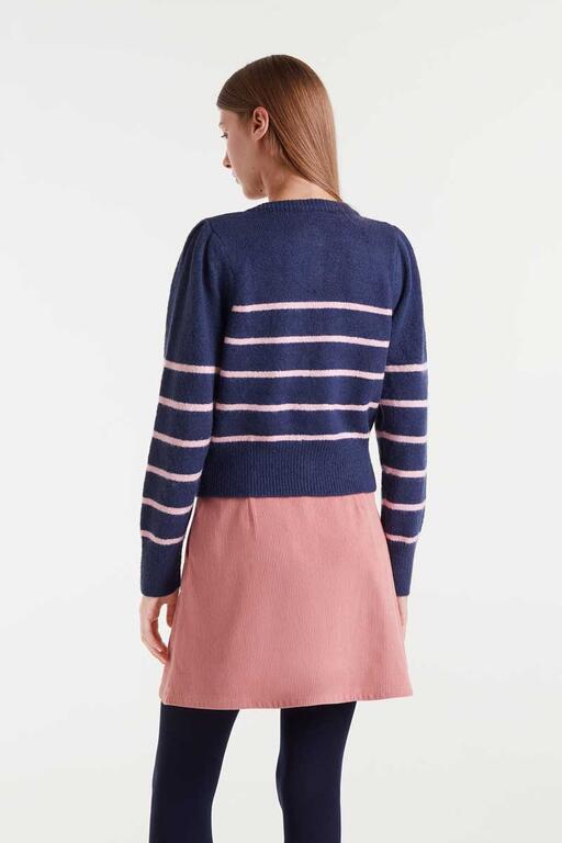 Cárdigan punto rayas marinera navy blue y rosa