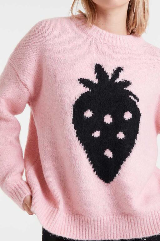Jersey de punto jacquard con estampado Strawberry