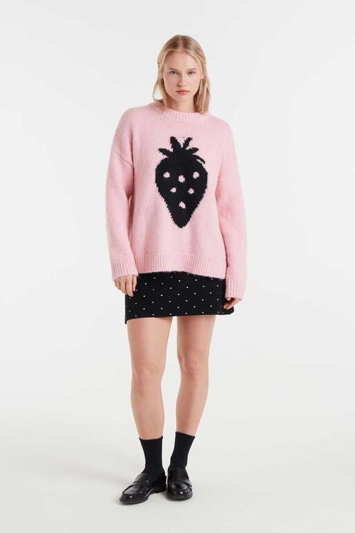 Jersey de punto jacquard con estampado Strawberry