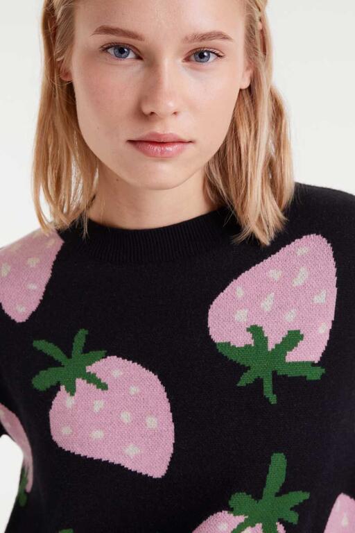 Jersey de punto jacquard con estampado Morango
