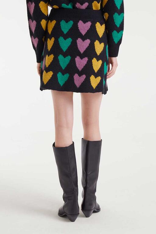 Falda corta punto jacquard con estampado cupido lines