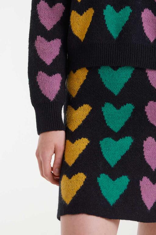 Falda corta punto jacquard con estampado cupido lines