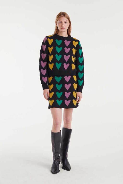 Falda corta punto jacquard con estampado cupido lines