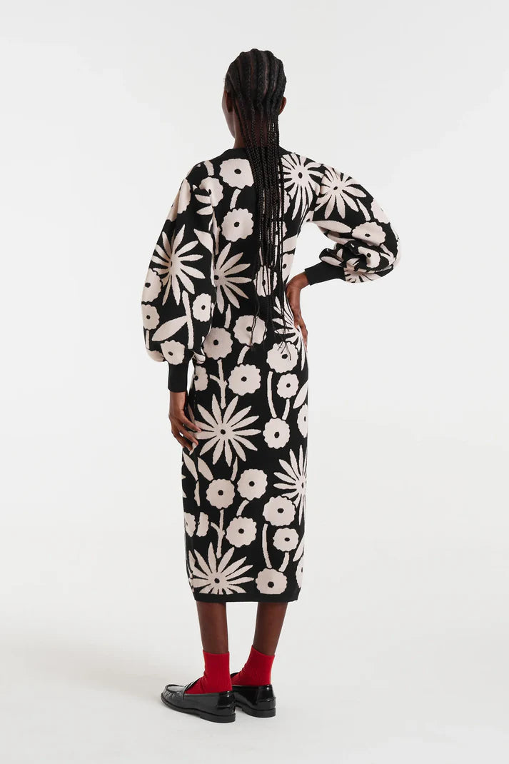 Vestido midi jacquard con estampado Tofu