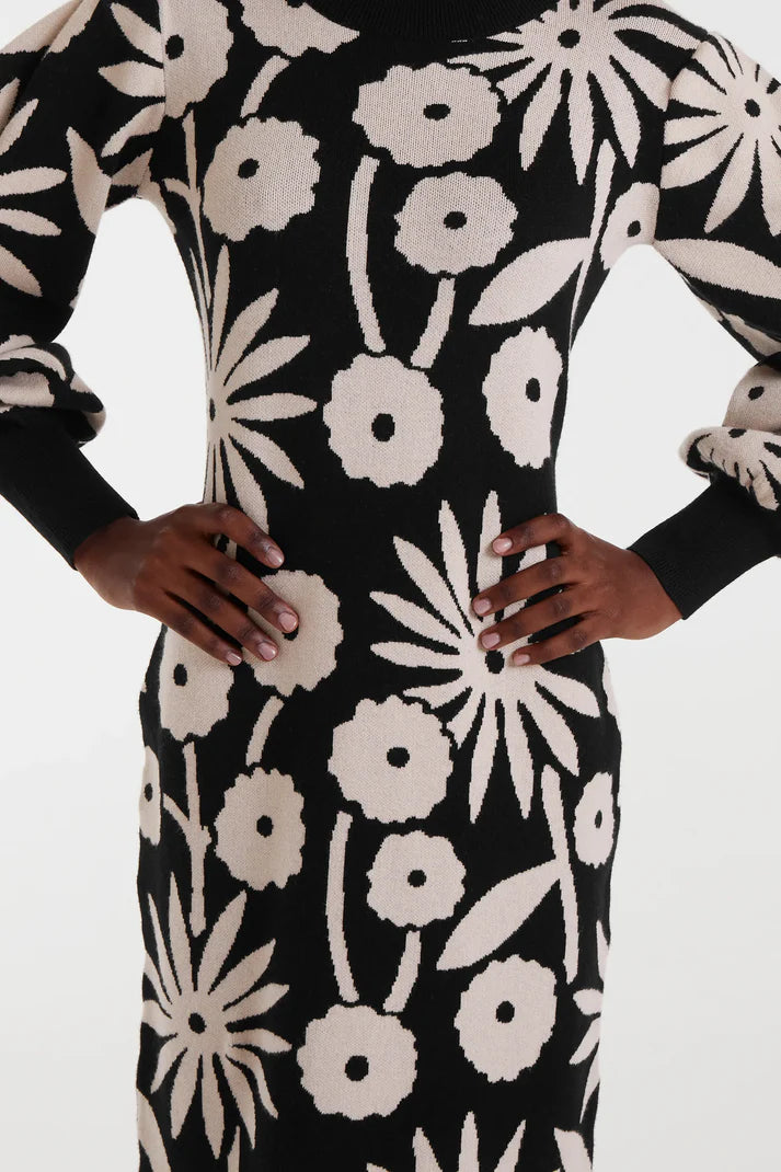 Vestido midi jacquard con estampado Tofu