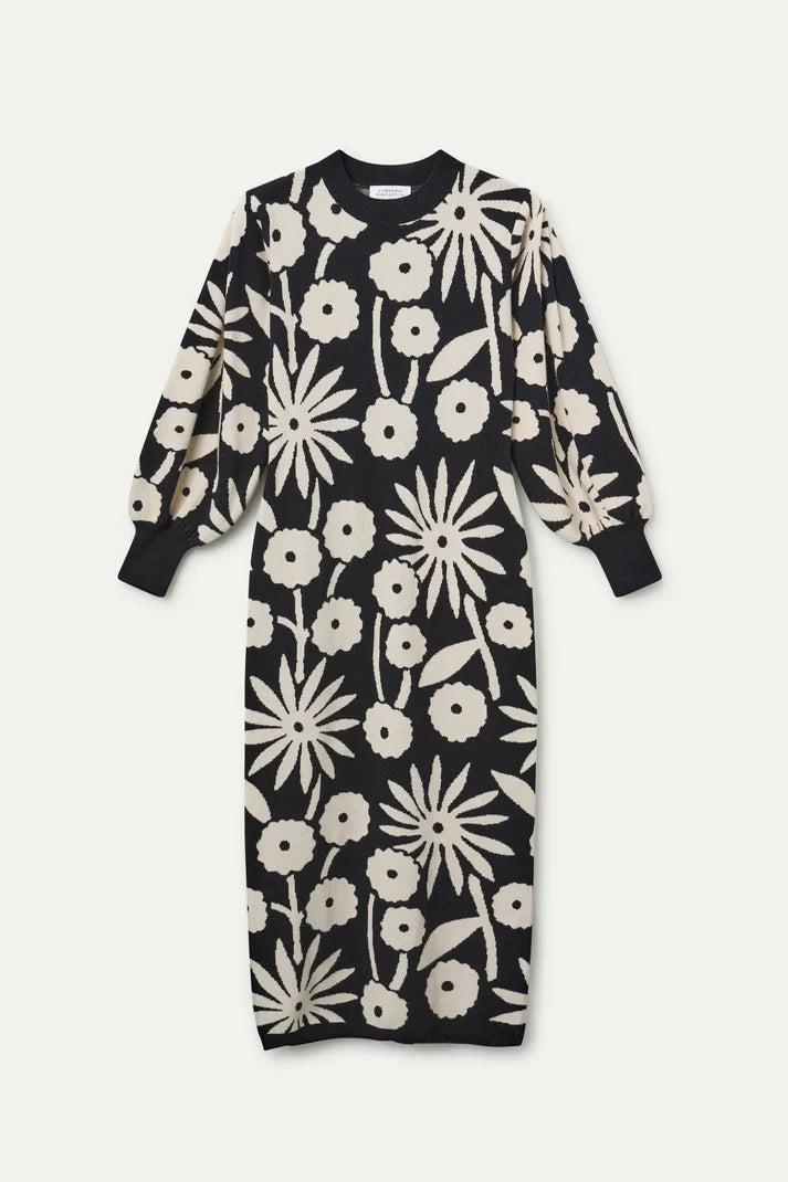 Vestido midi jacquard con estampado Tofu
