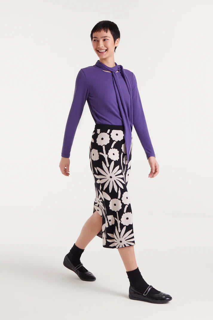 Falda midi jacquard con estampado Tofu