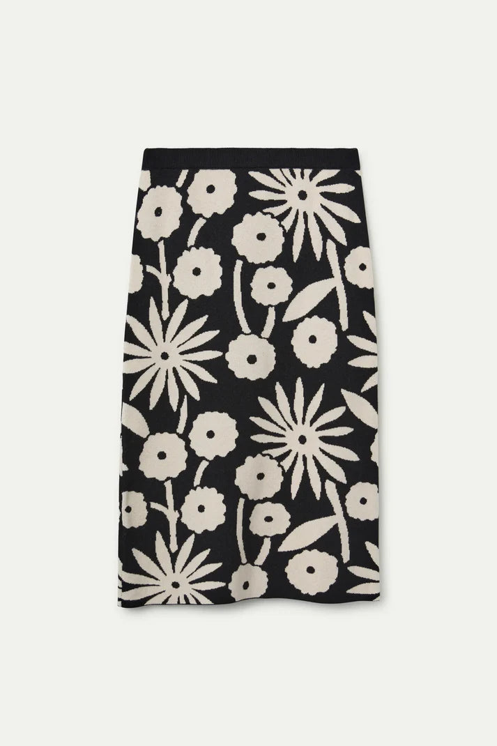 Falda midi jacquard con estampado Tofu
