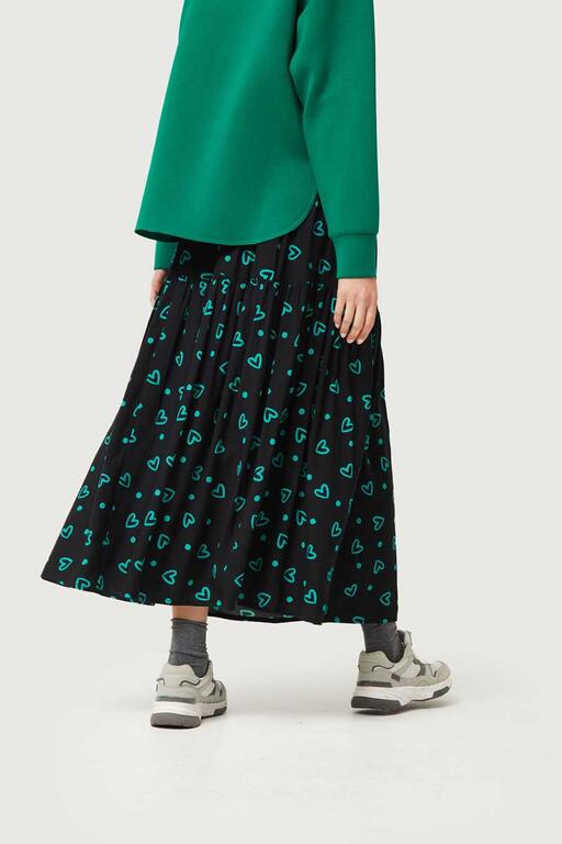 Falda-Larga-Con-Estampado-De-Corazones-Verdes-Compañía Fantástica