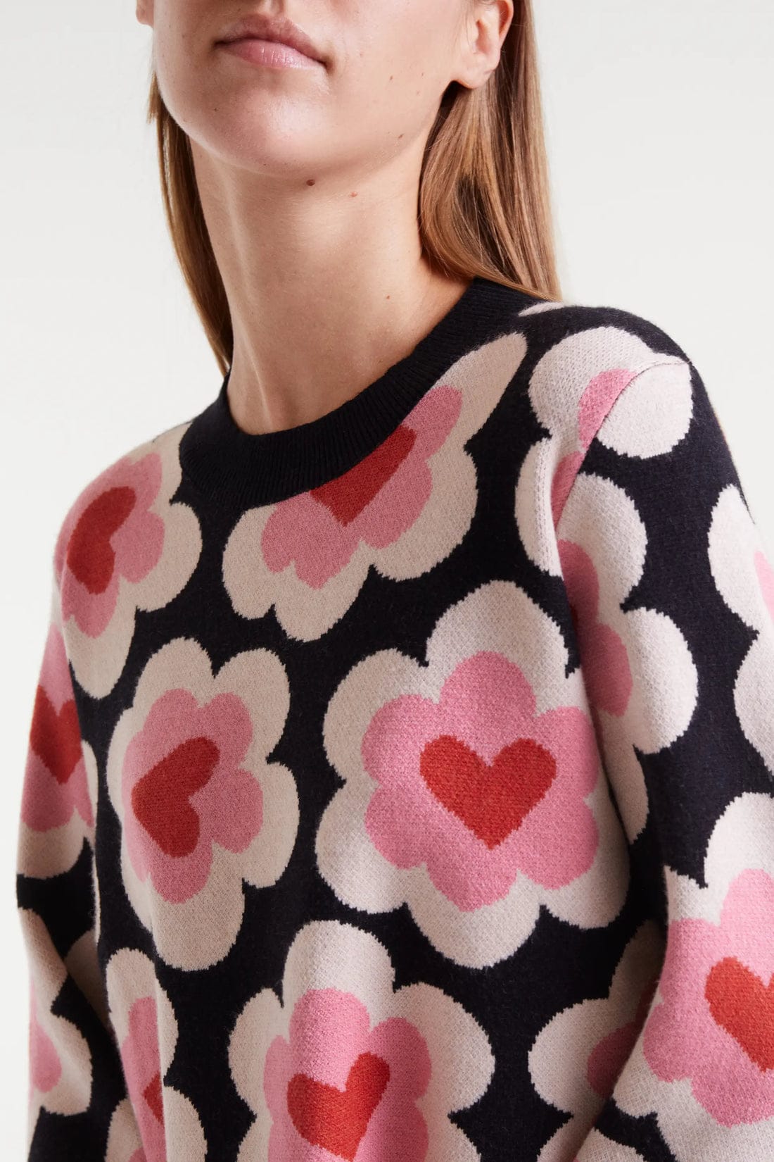 Vestido corto de punto jacquard con estampado SweetHeart