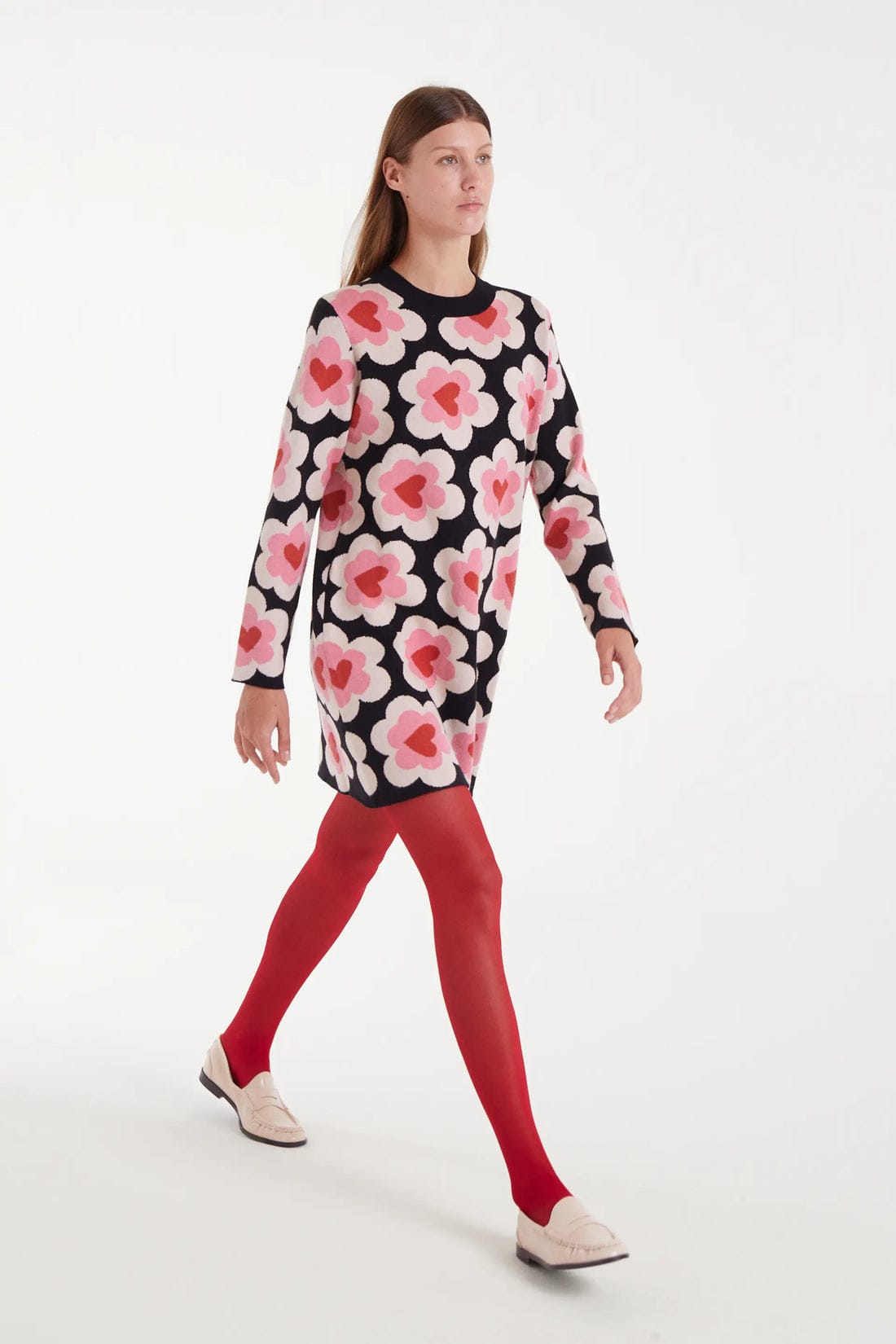 Vestido corto de punto jacquard con estampado SweetHeart