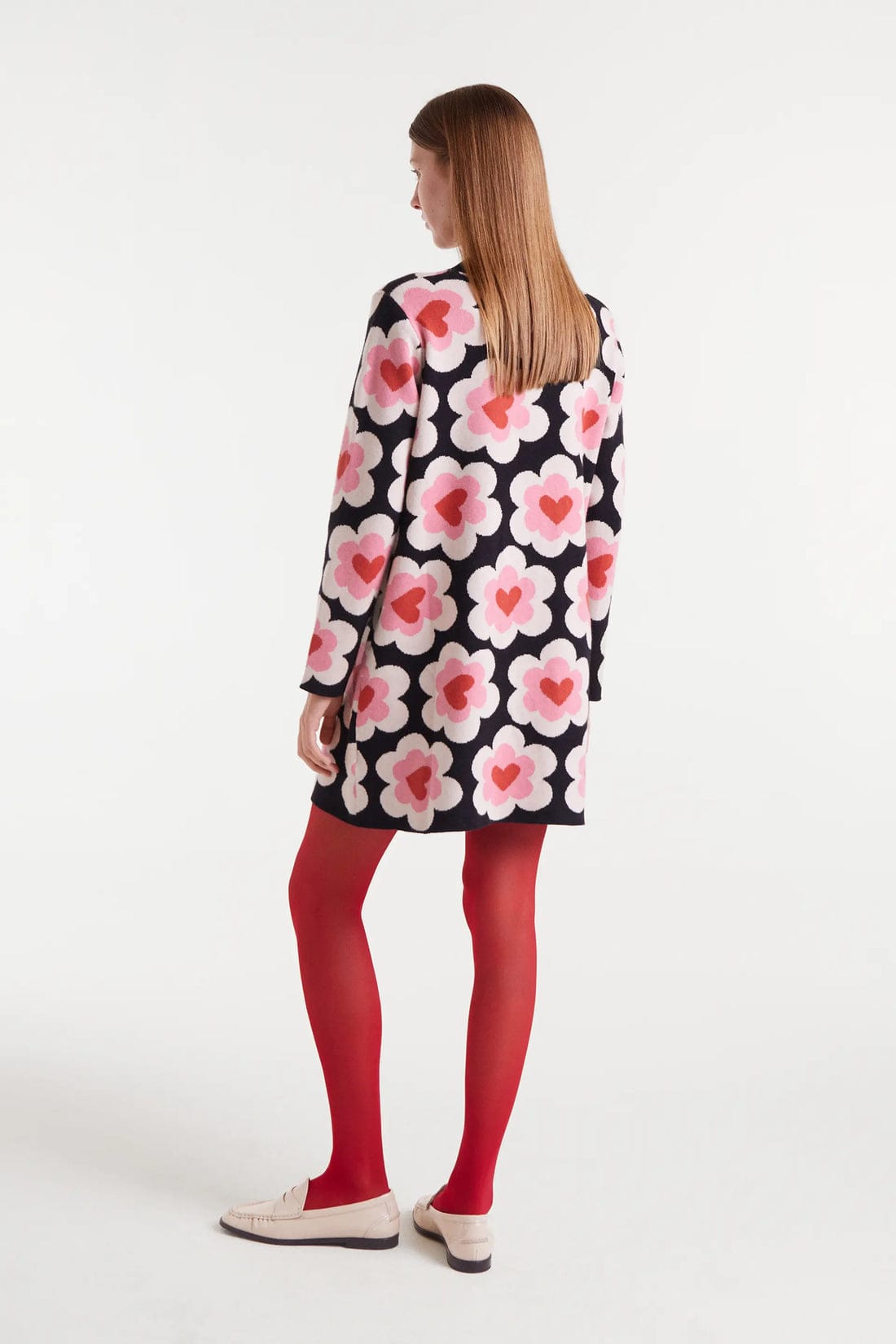 Vestido corto de punto jacquard con estampado SweetHeart