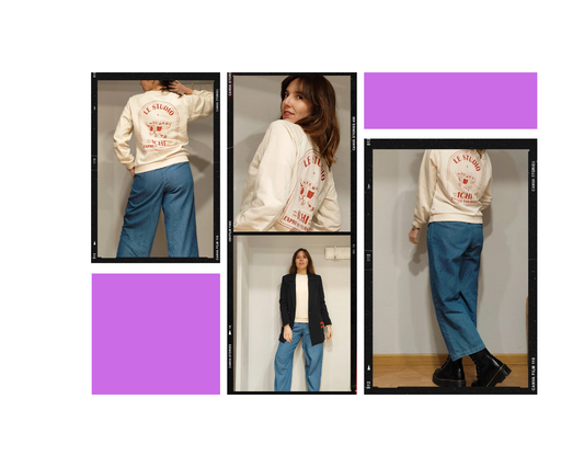 Look Casual con un Toque Retro: Sudadera Gráfica + Jeans Anchos