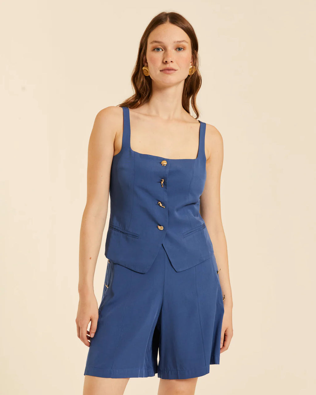 Top chaleco azul