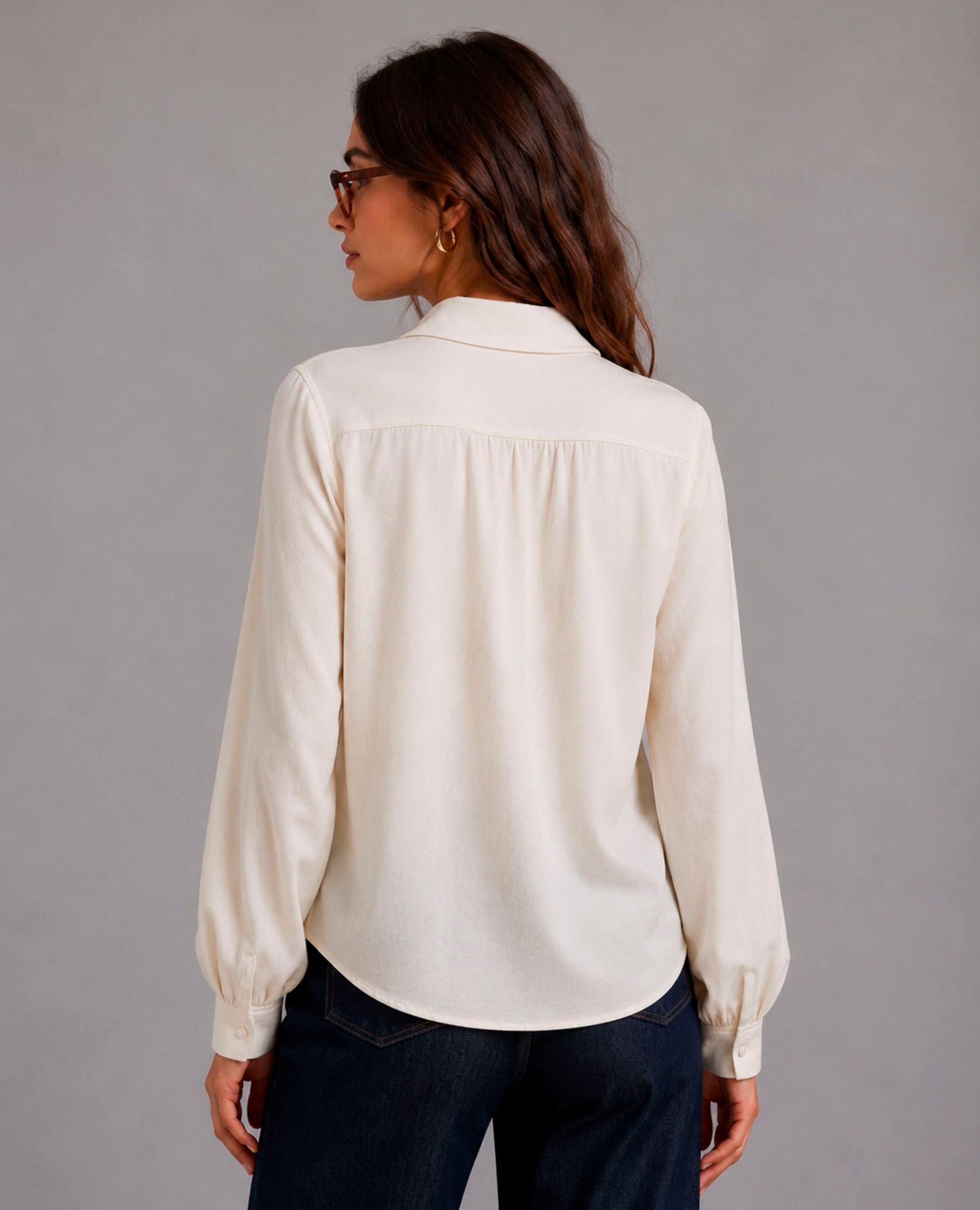 Blusa cruda con cuello drapeado Dolores Promesas