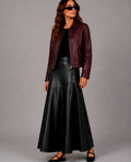 Falda Midi Negra Efecto Piel Dolores Promesas