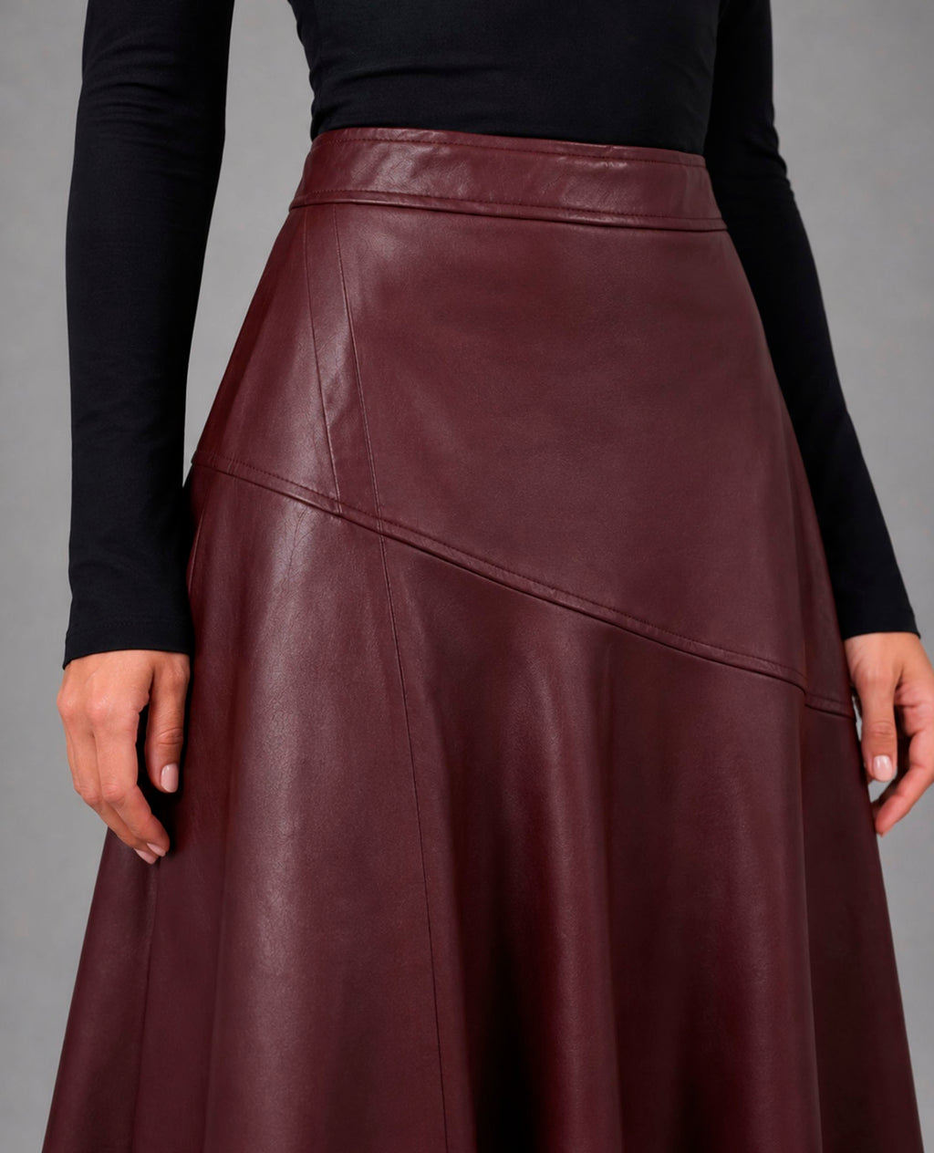 Falda Midi Negra Efecto Piel Dolores Promesas