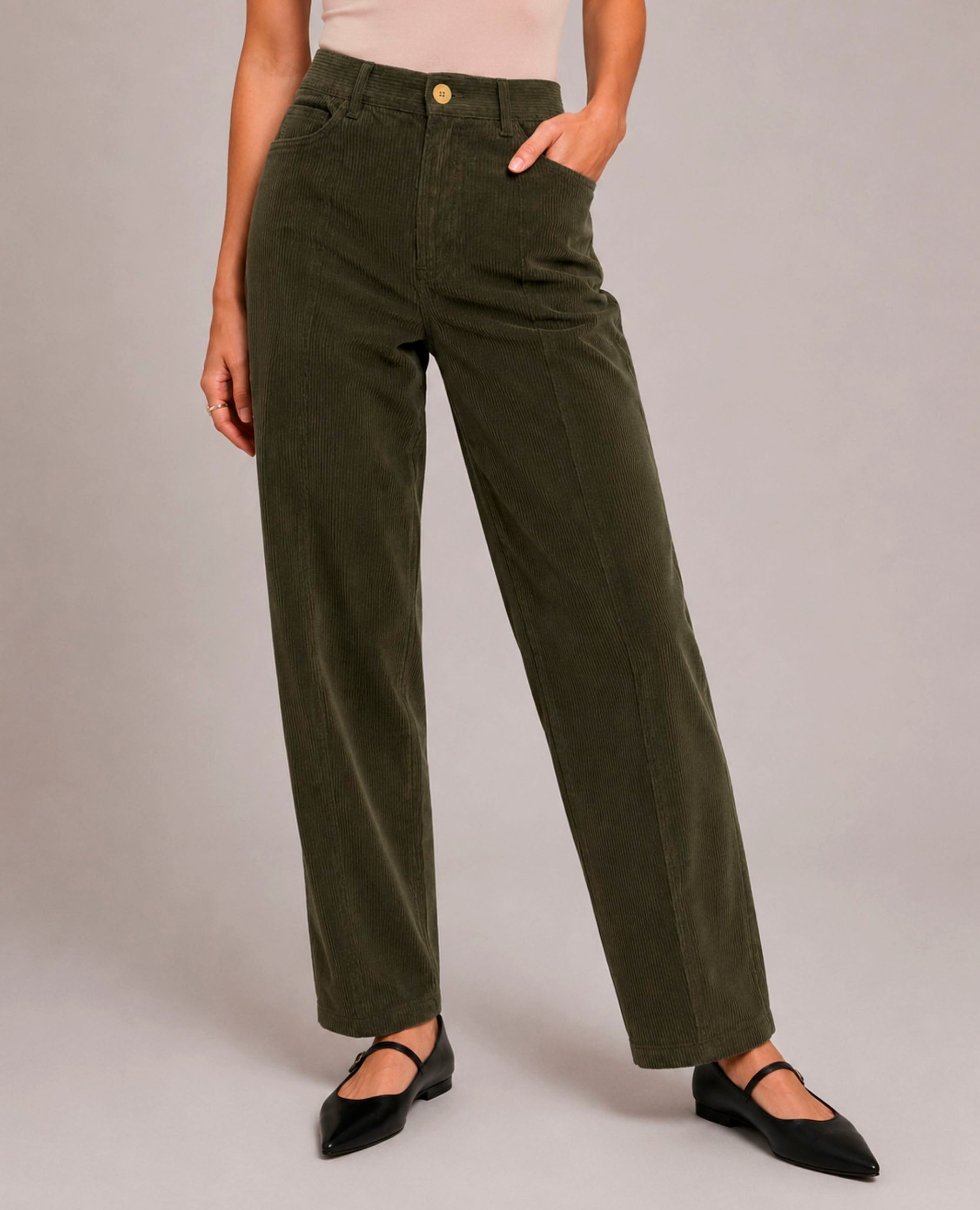 Pantalón Anna de mujer con pinzas y pernera ancha – Dolores Promesas