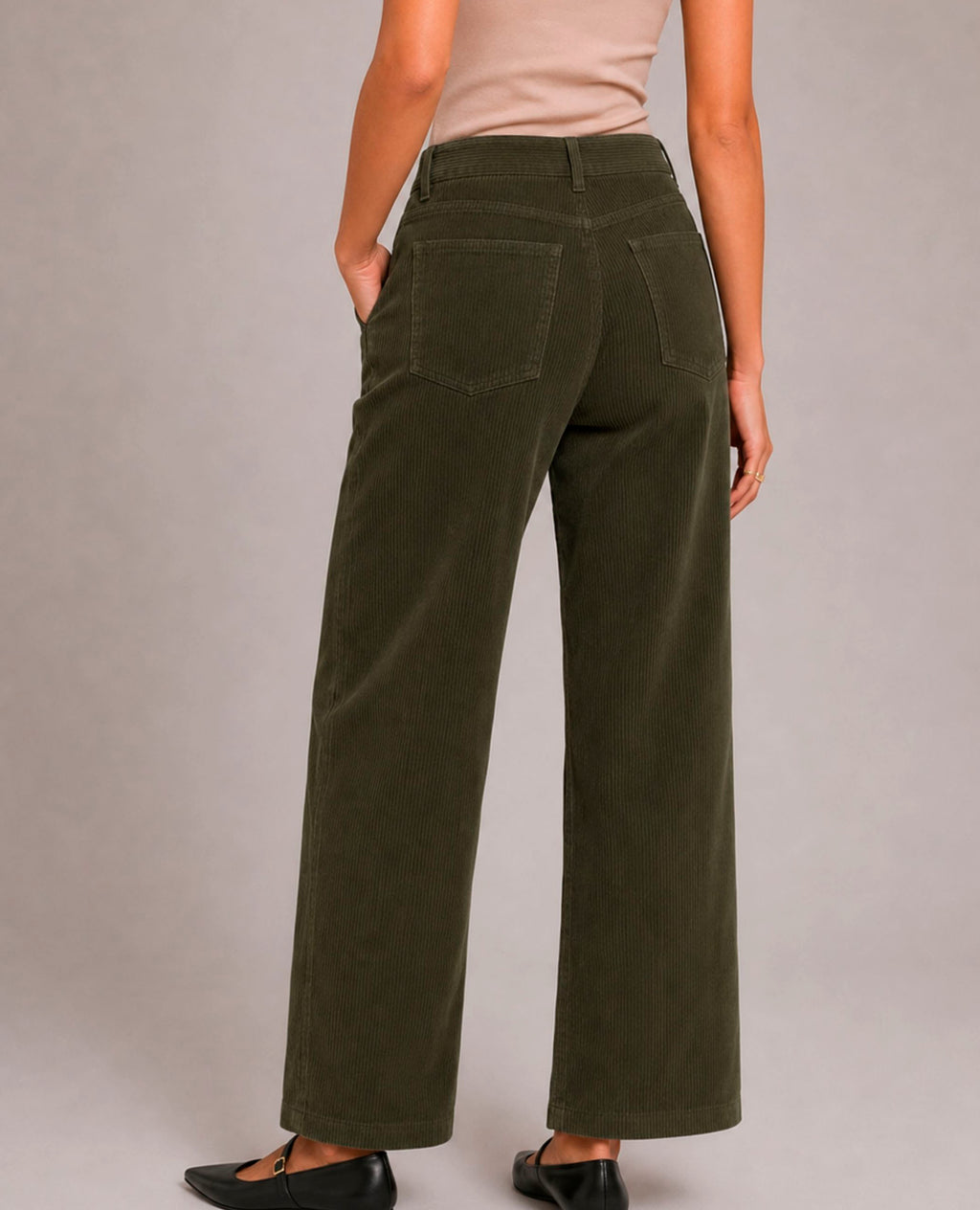 Pantalón Anna de mujer con pinzas y pernera ancha – Dolores Promesas