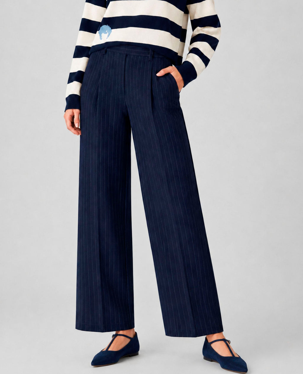 Pantalón de mujer de rayas con pinzas