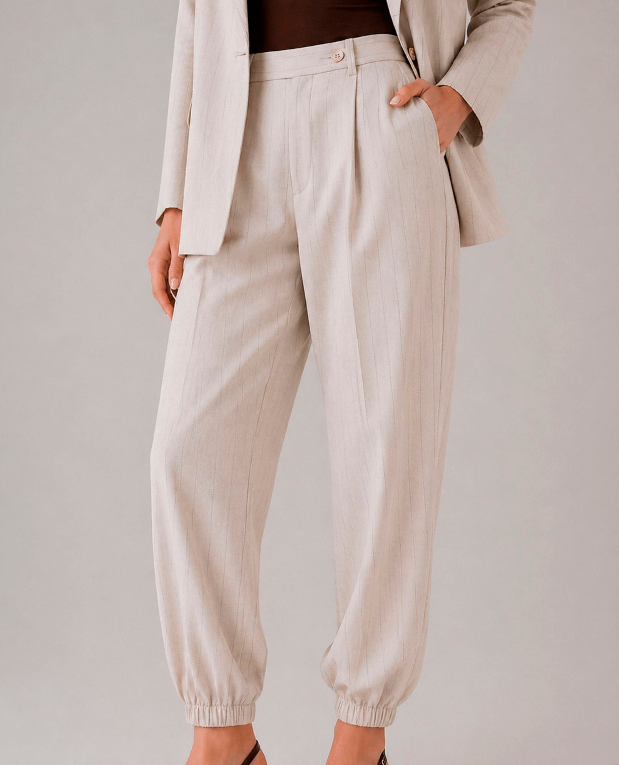 Pantalón de Rayas Beige de Mujer Dolores Promesas