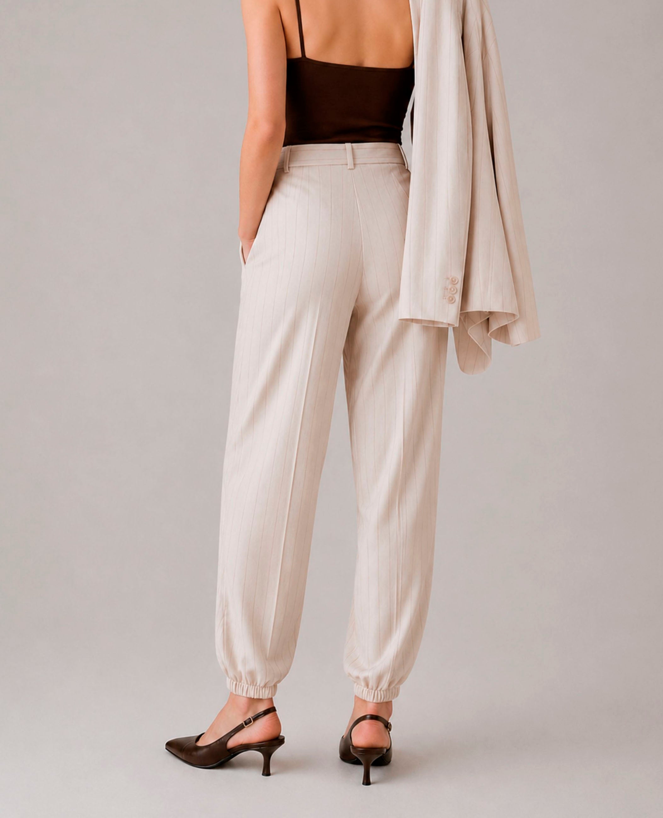 Pantalón de Rayas Beige de Mujer Dolores Promesas