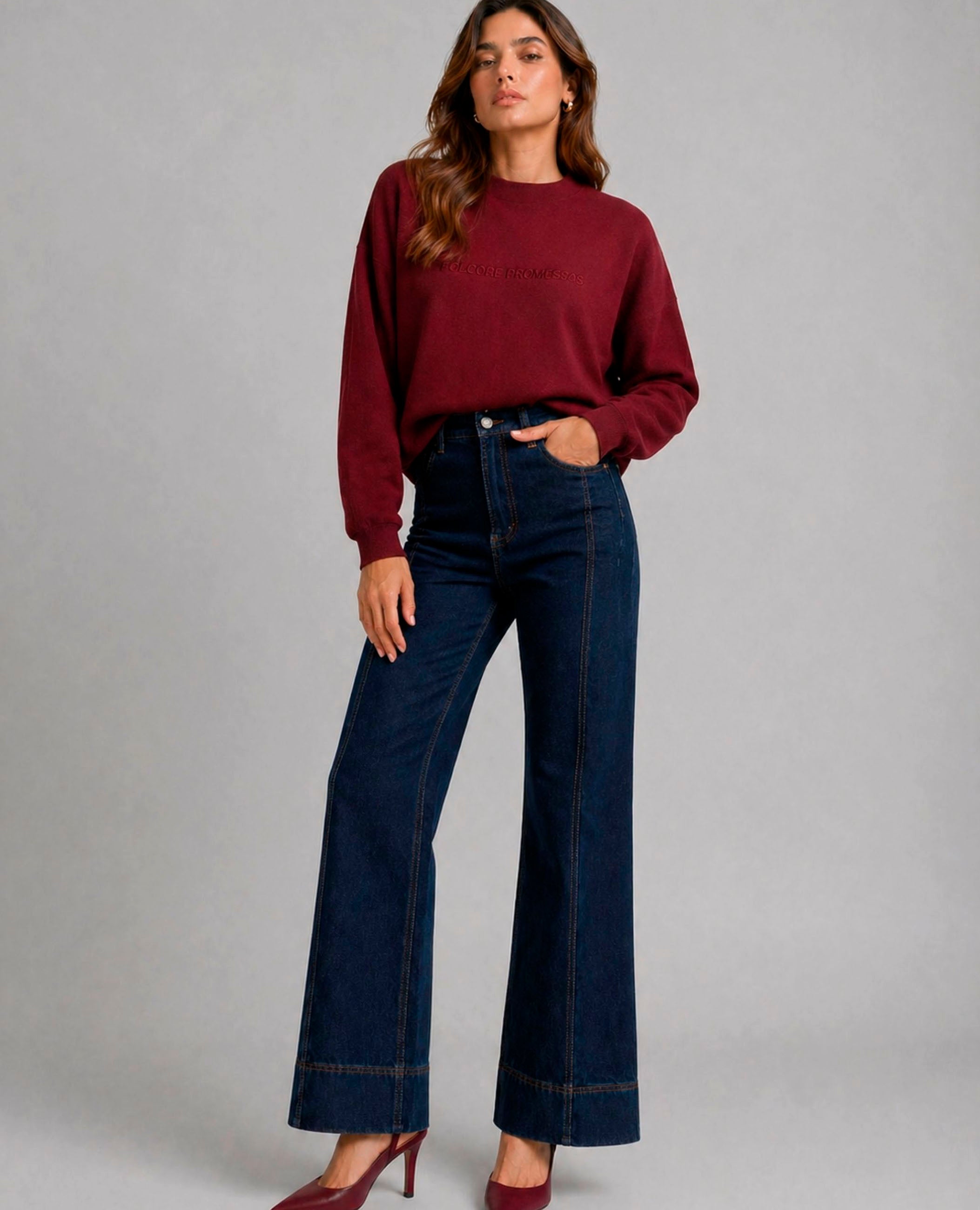 Jeans acampanados de cintura alta – Dolores Promesas