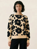 🌸 JERSEY FLORES NEGRO Y BEIGE