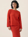 Jersey Rojo de Punto con Botones en las Mangas