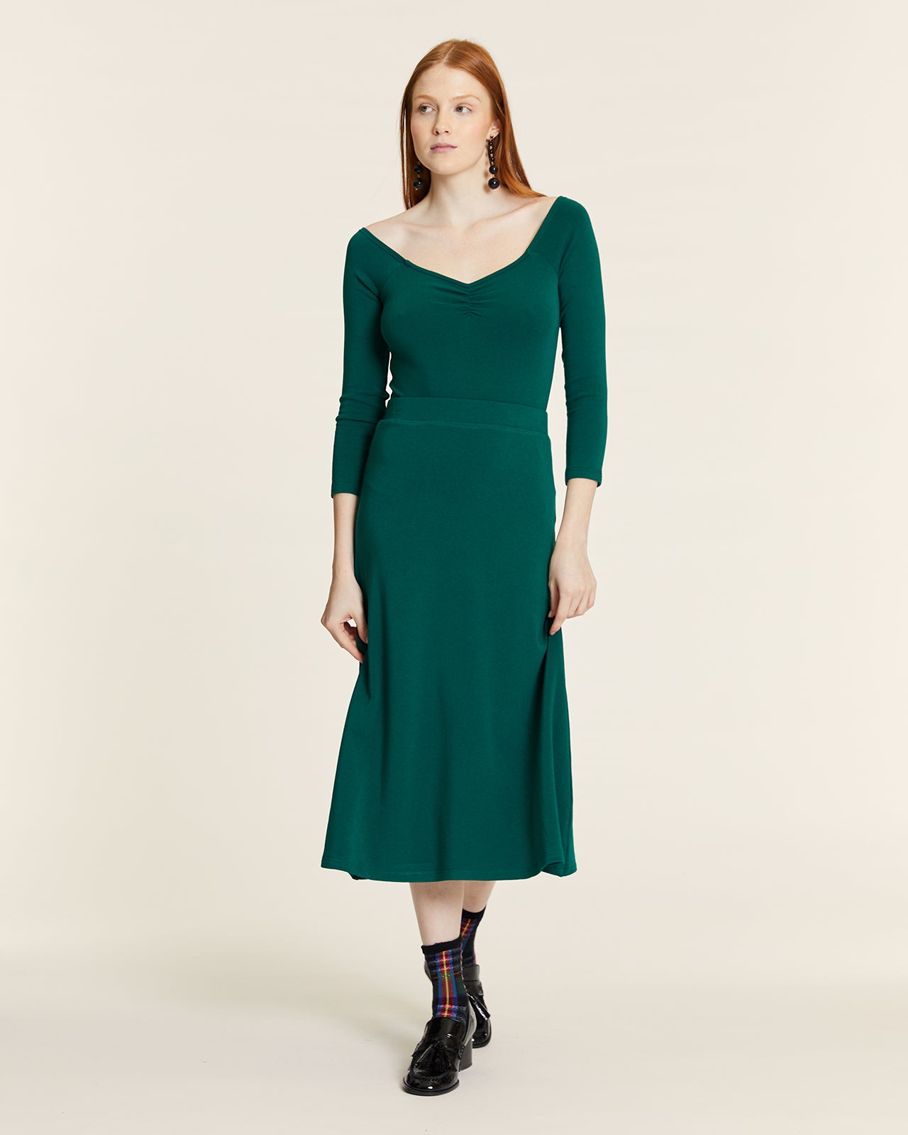 Falda Midi Evasé Verde – Pepa Loves