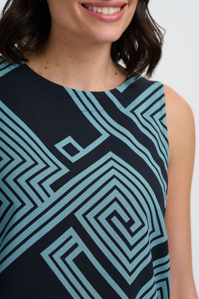 Blusa Marissa - Negro/Verde, líneas geométricas