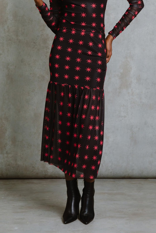 🌟 STELLA SKIRT | Falda midi con estampado de estrellas