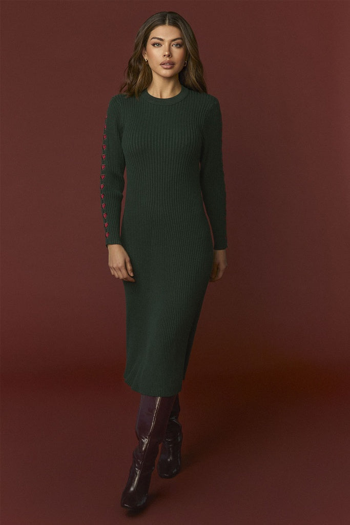 EVANGELICAL DRESS | Vestido midi de punto verde de Minueto