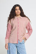 Camisa de mujer ICHI a rayas rojas y blancas