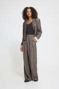 Pantalón de cuadros de pierna ancha y cintura alta ICHI