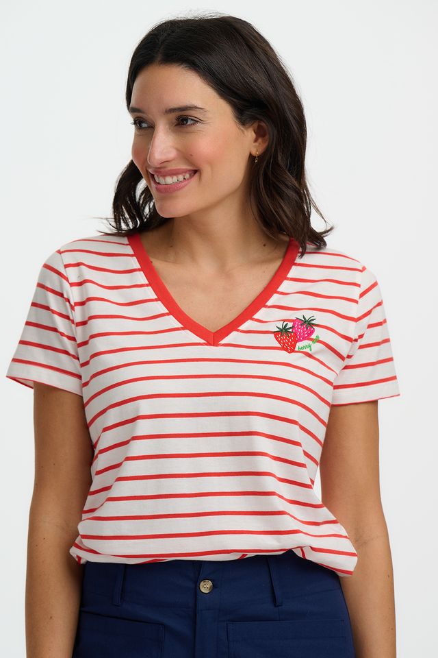 CAMISETA RAYAS FRESA