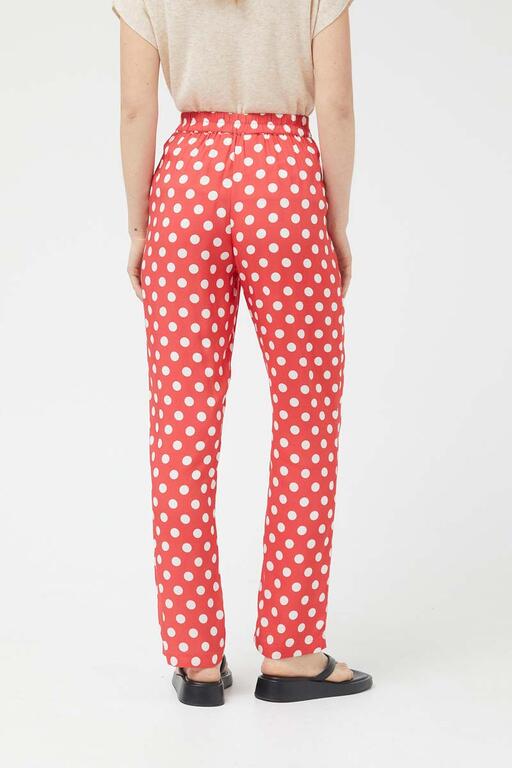 Pantalón Recto Rojo Lunares