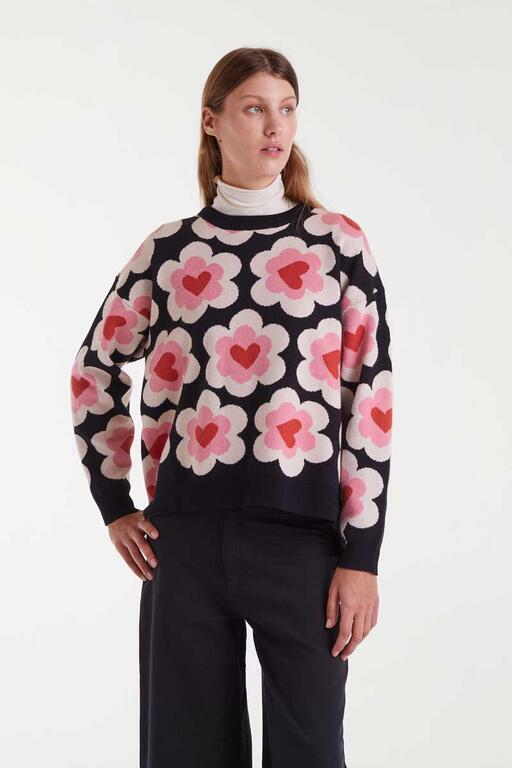 Jersey de punto jacquard con estampado SweetHeart
