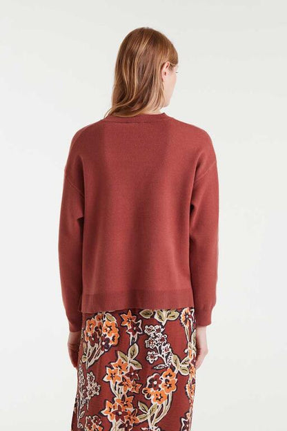 Jersey de punto jacquard con estampado bouquet