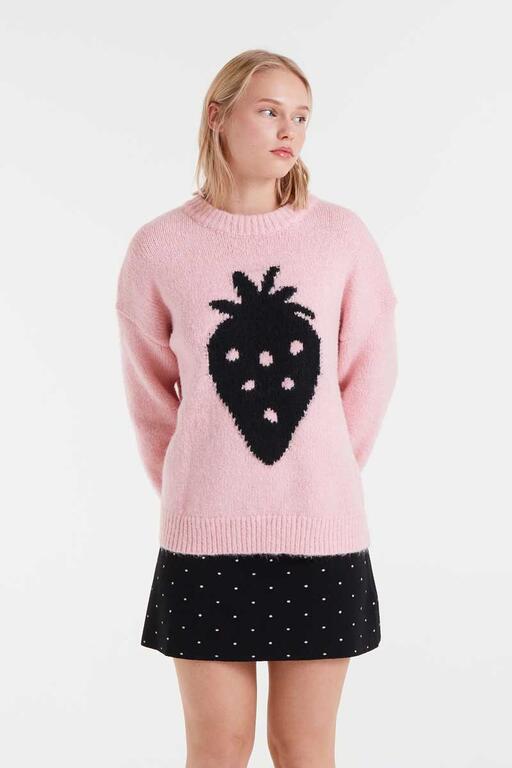 Jersey de punto jacquard con estampado Strawberry