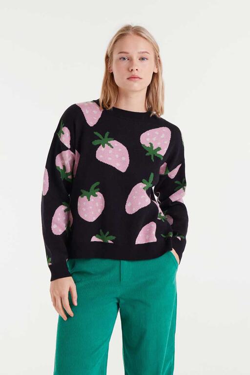 Jersey de punto jacquard con estampado Morango