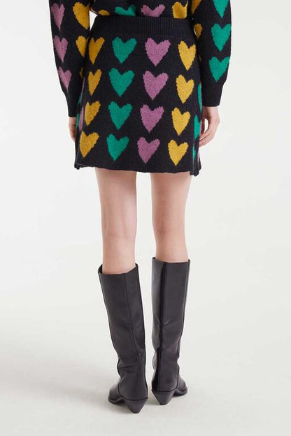 Falda corta punto jacquard con estampado cupido lines