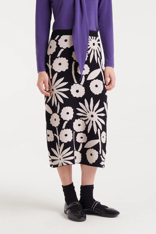 Falda midi jacquard con estampado Tofu