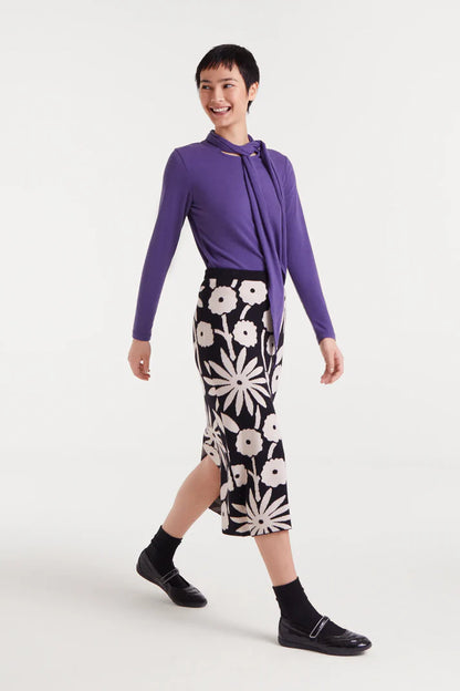 Falda midi jacquard con estampado Tofu