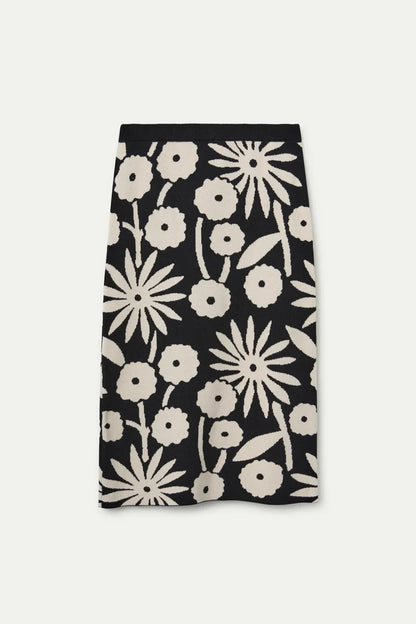 Falda midi jacquard con estampado Tofu