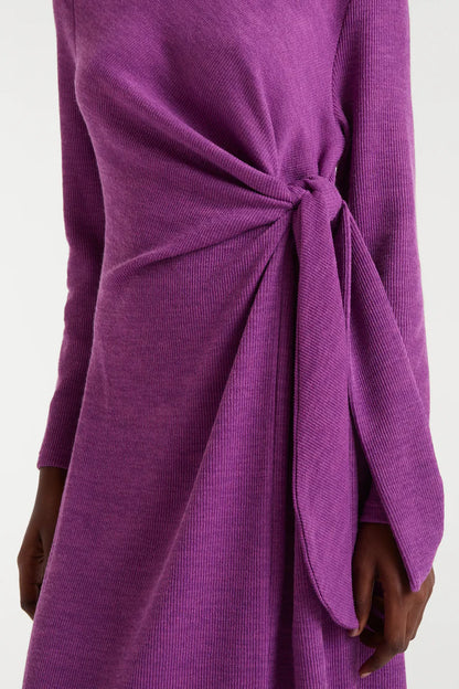 Vestido largo punto canalé magenta