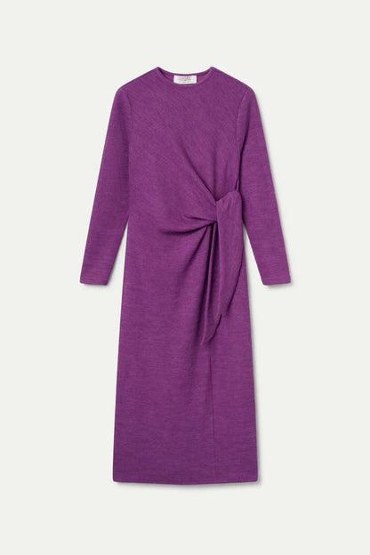 Vestido largo punto canalé magenta