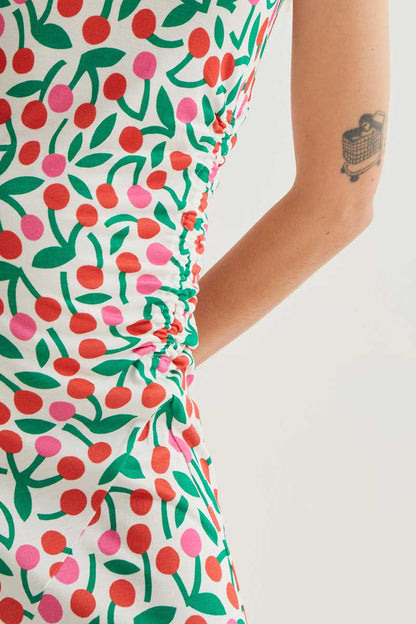 Vestido largo con estampado Guinda